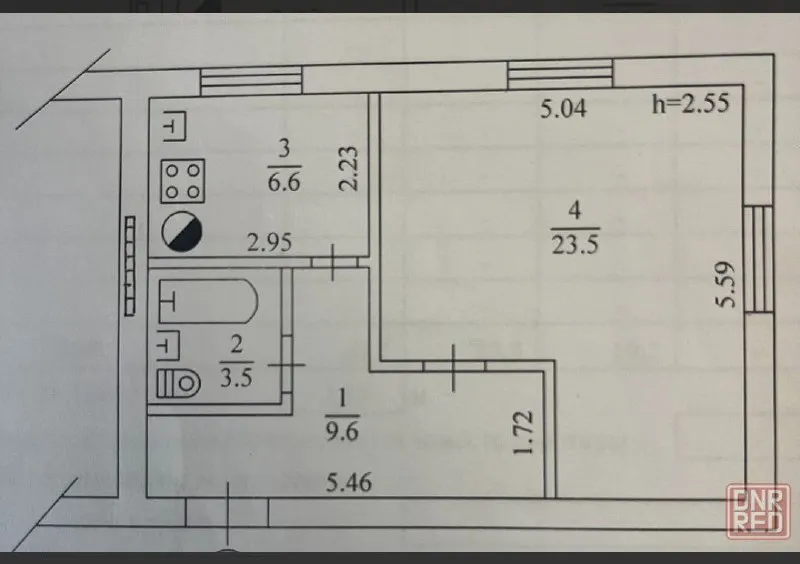продам крупногабаритную 1-комнатную квартиру, ориентир пр. киевский, остановка ш-та засядько, 1/4-эт... - фотография