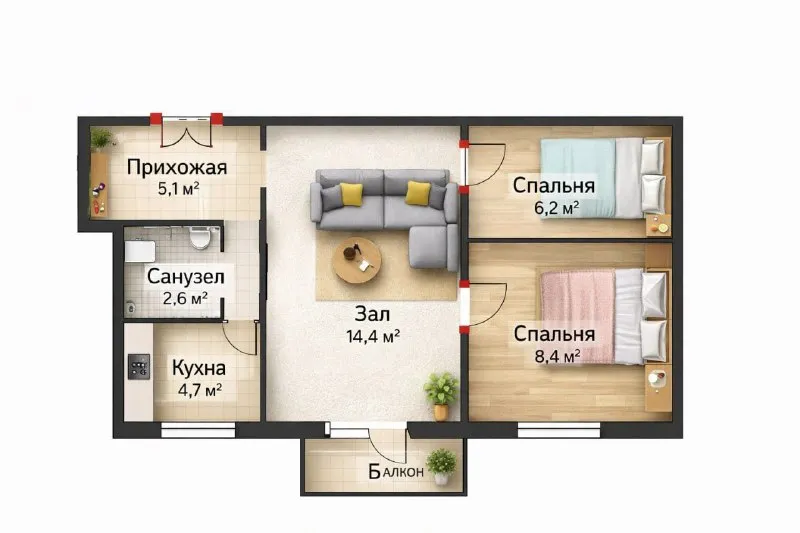 Продаётся 3-комнатная квартира 🌇донецк, в районе калининского рынка, на пересечении бульвара шахтостроителей и бул. Шевченко📌 ✅квартира требует ремонта, что дает вам возможность создать пространство по своему вкусу. Удобная планировка позволяет легко организовать функциональные зоны❗️ ✅общая площадь 43м2 ✅этаж 5 из 5 ✅отличное месторасположение - фотография - 1