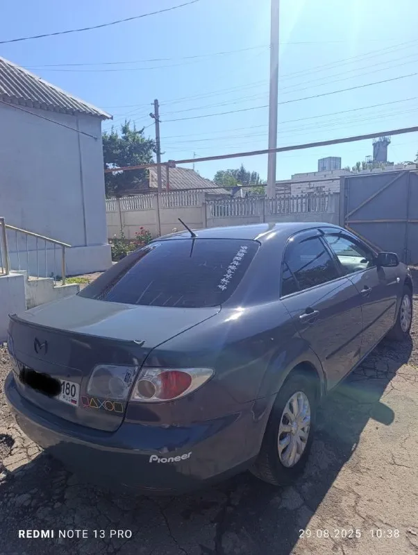 Мазда 6 в цвете шторм-грей 1.8/мкпп/120л. с.машина в хорошем состоянии в 2021году пригнана из европы, сейчас 180 регион. комплектация с кондером, круиз-меню,4стеклоподъемника, рег. руля по высоте и по вылету и т п. , номера кузова читаются, дно и пороги в хорошем состоянии, по мотору нет ни одного потёка, коробка в отличном состоянии, ходовая часть поменялна(стойки, рычаги, наконечники и т п)гур не гудит. есть ошибка по лямде и абс, хотя тормоза поменяны и датчики подключены. ступичные подшипники заменены. ц/замок, сигнализация, остальное по тел: +79494511307 +79493787559 машина в донецке, ориентир донбасс арена. цена :427 тыс. рублей продажа-обмен(предлагайте с вашей доплатой)переоформление по желанию, машина на учёте, штрафов, запретов и ограничений нет, птс, стс, дкп - фотография - 5