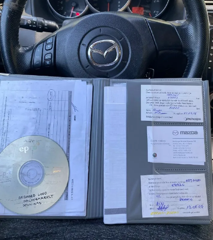 Продается mazda 3 bk 2004 г. в. автомобилем владела моя сестра с 2021 года. покупали в днр. автомобиль привезен из европы, сервисная книжка присутствует. по технике: двигатель работает ровно, не дымит и не троит. масло заливали idemitsu. коробка: 4х ступенчатый автомат, не пинает, переключается плавно. электрика вся работает, подогрев сидений работает. установлена магнитола андроид, из за этого и не работает бортовой компьютер (жк дисплей над магнитолой. штекер от дисплея подключается к родной магнитоле, которую я также отдаю с машиной. если захотите, можете подключить ее и жк дисплей заработает) кондиционер работает, фреон был заправлен 1000 км назад, так как меняли компрессор кондиционера (установлен новый) подвеску и ходовую перебирали. заменили все сайлентблоки, рычаги. при покупки авто, была лопнута задняя левая пружина. заменили задние пружины вместе с задней балкой, так как она была в плачевном состоянии. лично на днях заменил передние рулевые наконечники (2 шт), 📞 звоните: +7(949)3556970 - фотография - 6