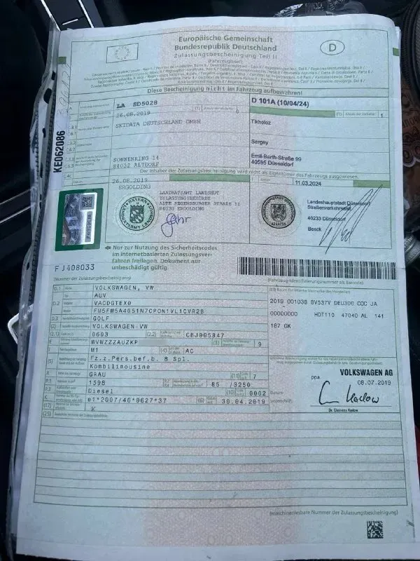 Volkswagen golf 7 (рестайлинг)1.6 tdi 2019 года из германии без пробега по рф цена: 2 000 000 руб. контактный телефон: ☎️+7 949 501 91 02☎️ пробег 232 000 км. коробка передач: механическая привод передний место осмотра: донецк автомобиль на рф учете автомобиль комплектации iq. drive оснащен автоматической парковкой, парктрониками 360, ассистентом контроля слепых зон, auto hold, системой start-stop, автоматический дальний свет, адаптивный круиз контроль, движение в полосе, экстренное торможение, проекция iq. drive, цифровая приборная панель, car play, подогрев сидений, датчики давления шин, хром пакет и т. д. автомобиль полностью в родной краске (включая бампера), очень экономичный, полностью обслужен (заменен комплект грм, помпа, ремень масляного насоса, сальник коленвала, ремень и ролик генератора, залит антифриз febi g13, масло двигателя motul, масло в коробке febi, поменяны все фильтра, поставлены проставки 2 см перед и зад, сделан развал схождения 📲 tg: @workgroup30 📞 звоните: +7(949)5019102 - фотография - 9