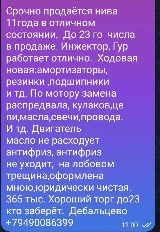 Срочно продаётся нива 11года, инжектор, гур работает отлично, в продаже несколько дней до отъезда. п... - фотография