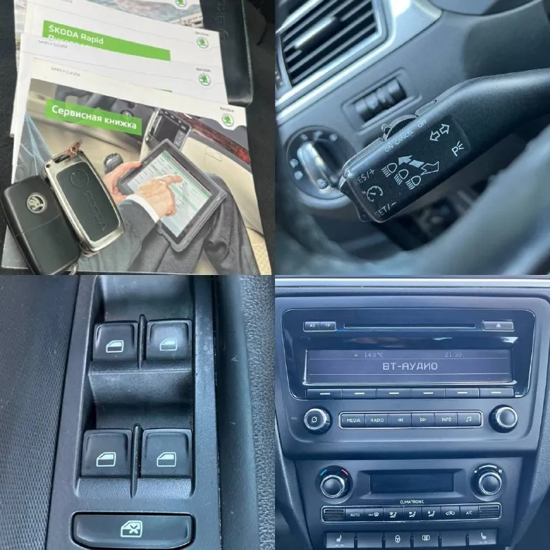 Skoda rapid без окрасов ! все стекла родные ! год 2015г кузов лифтбек мотор 1.6 бензиновый мрi (атмосферный) коробка механика 5ст. передний привод пробег 190.000 тыс. км автотека зеленая 🧤 не такси ! 2 хозяин! комплектация климат контроль! подогрев сидений круиз контроль ! 4 эл. стеклоподъёмника ! бортовой компьютер ! обогрев заднего стекла! эл. зеркала с подогревом корректор фар! дхо! сигнализация ! би лэд в фарах! лэд птф! разъемы под aux usb! разъем 12v! магнитола bluetooth! мульти руль ! литые диски r15! 2 ключа ! ✅донецк. стоимость 950.000 торг!!! тел. +7 (949)5905326 - фотография - 9