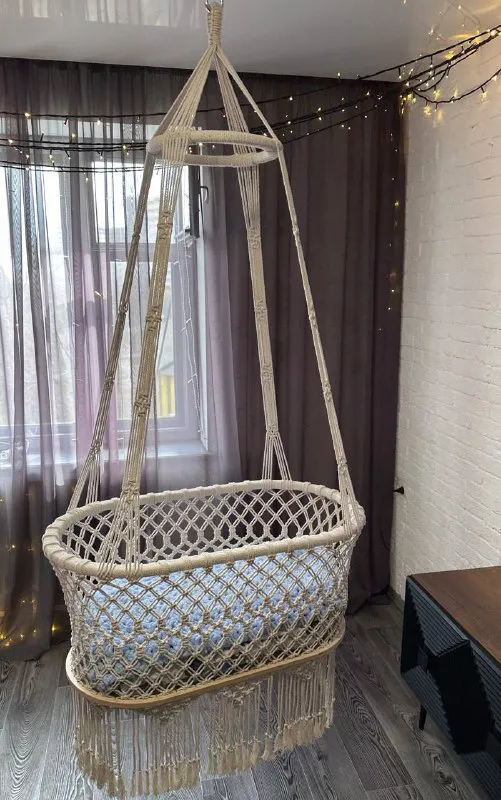 Описание: колыбель детская подвесная хлопок 100%, основа дерево, цвет молочный новая цена: 20 руб. 📲... - фотография