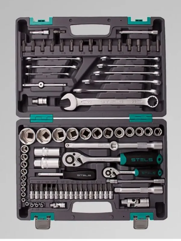 Описание: ✅набор инструментов для автомобиля и дома stels. 82 предмета 1/2 и 1/4 из стали crv и s2 с антикоррозийным покрытием, трещотка на 72 зуба с механизмом быстрого сброса, ударопрочный кейс. цена: 8999 руб. 📲 tg: кристина 📞🇷🇺звоните: +79493985339 барахолка днр - фотография - 3