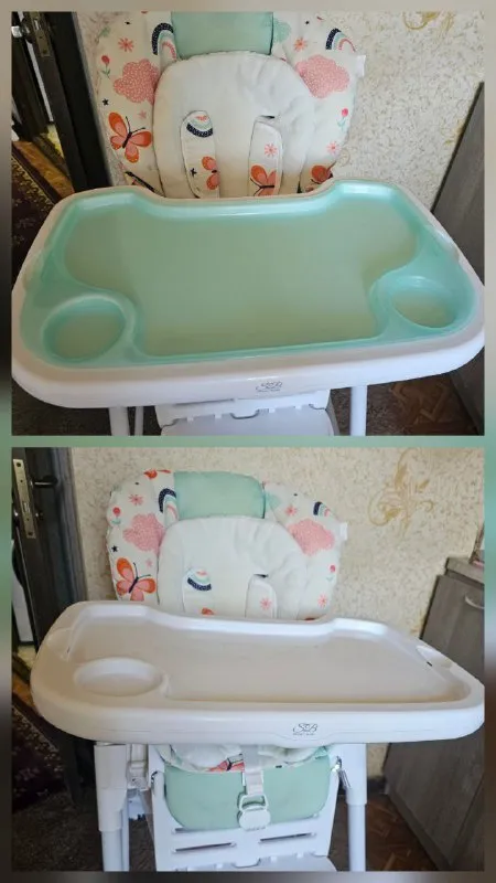 Описание: продам детский стул от фирмы "sweet baby" стул в хорошем состоянии. имеется 5-ти точечный ремень безопасности. габариты стула в разобранном виде: в-104см, д-84,5см, ш-52,5см. стул можно сложить 2 удобными для вас способами. есть возможность регулировать стул по высоте - 5 положений. имеется 3 положения спинки, можно использовать с рождения. столик съемный. можно придвигать и отодвигать от ребенка, 3 положения. у столика 2 столешницы. верхняя съемная. есть съемный разделитель ножек. под столиком есть съемная корзина для игрушек. на колесиках имеются "стопоры" для фиксация стула. из минусов: с задней стороны на ножках собака погрызла штучки для скрытия шурупов, но на использование стульчика не влияет. также сломаны регулировщики положения подножки. подножка фиксируется, но спустя время спускается вниз. цена: 3500 руб. 📲 tg: мэрт копель 📞🇷🇺звоните: +7949-315-36-61 барахолка днр - фотография - 10