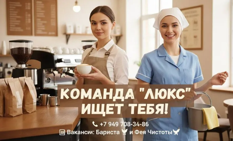 😃😃😃😃😃😃😃😃 😊💎 ты нам подходишь, если: ты активная 💪, любишь порядок и заботишься о чистоте 🧼 🕒 график: 2/2 — утро: 7:30–12:00 ☀️ — вечер: 16:30–21:00 🌙 💸 оплата: 2000 ₽ за смену 💵 📞 звони прямо сейчас: +7949-708-34-86 елена 📲 ☕️✨ стань частью атмосферы уюта и стиля! - фотография - 1
