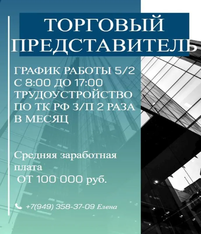 Требуется торговый представитель 👉🏻условия работы: • график работы: 5/2 с 8:00 до 17:00; • официальн... - фотография