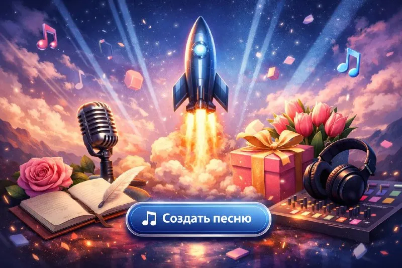 🚀обновление 🔥 мы сделали сервис ещё лучше 🔥 1️⃣ обновили генератор стихов теперь он работает намного быстрее и эффективнее. попробуйте — вы будете приятно удивлены качеством и скоростью ✨ 2️⃣ 🎁 специальный раздел к 8 марта мы добавили отдельную категорию для создания песен к международному женскому дню. успейте создать песню заранее, чтобы подарок был готов вовремя 💐 3️⃣ 💸 скидки к празднику к 8 марта мы снизили цену при покупке больших пакетов генераций. чем больше пакет — тем выгоднее! поторопитесь купить со скидкой ⏳ 🎶 создайте песню, которая останется в памяти навсегда! - фотография - 1
