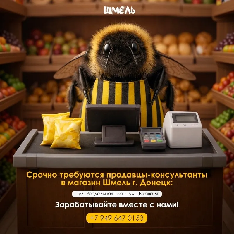 Срочно требуются продавцы-консультанты в магазин шмель https://vk. com/shmel_dnr, г. донецк! мы ищем ответственных, доброжелательных людей, которые любят общение и порядок в делах. опыт в торговле приветствуется, но главное — желание работать в дружном коллективе! открыты вакансии в наших магазинах по адресам: – ул. раздольная, 15а – ул. пухова, 6в становитесь частью команды шмель и зарабатывайте вместе с нами! звоните прямо сейчас: +7 949 647 0153 - фотография - 1
