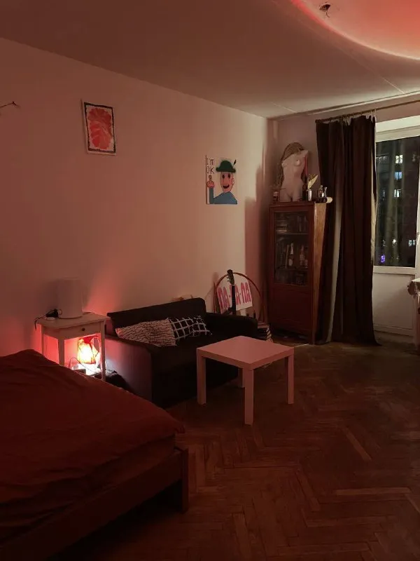 М. Шаболовская 1-к квартира на короткий срок (+- с 7 января по +-7 марта) сдается чудесная квартира с творческой энергетикой. Расположение: 7 минут пешком до метро шаболовская, 16 минут пешком до метро тульская. Около дома ходят трамваи, на них еще быстрее. Рядом все удобства: магазины на любой вкус от дикси до вкусвилла, ддх, серф кофе и мак в соседнем доме, даниловский рынок, парк горького, ттк и садовое, а еще 8 минут на метро до китай-города. Есть балкон. 🔘можно с животными и детьми. В квартире есть доп. Комната, в ней лежат вещи, но вы тоже можете использовать ее как кабинет или пространство для хранения. Цена: 65.000₽ в месяц, включая интернет, но можем обсудить контакты @kuresha ➡️предоплату/бронь/заморозку денег/автооплату до просмотра квартиры не вносить! Если по этому объявлению спрашивают какую либо оплату сообщите по контактам в описании канала. - фотография - 8