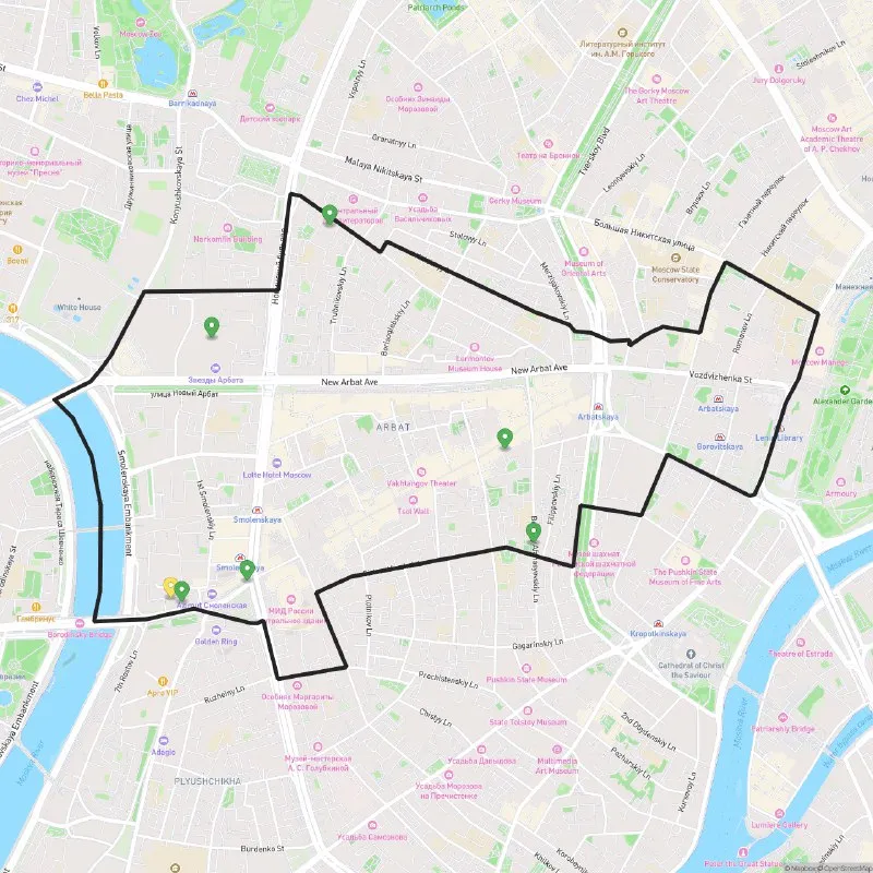 Район арбат ⭐️ 4.31 💛 люди, 3.39 💚 чистота, 4.85 💚 освещение, 4.45 💛 воздух, 3.86 💛 шум, 3.21 💛 парк... - фотография